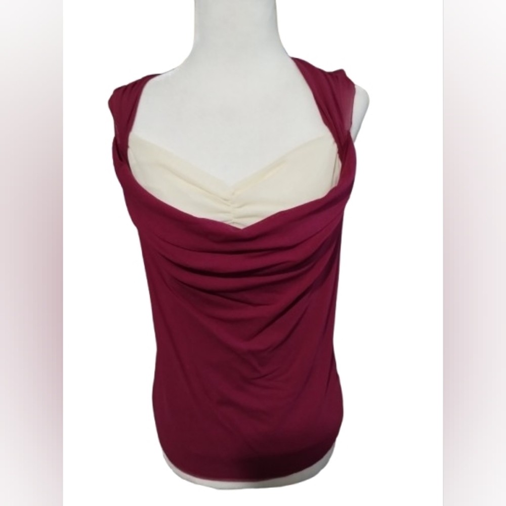 NWOT New Burgundy Two Tone A-Line Sleeveless Top Size L